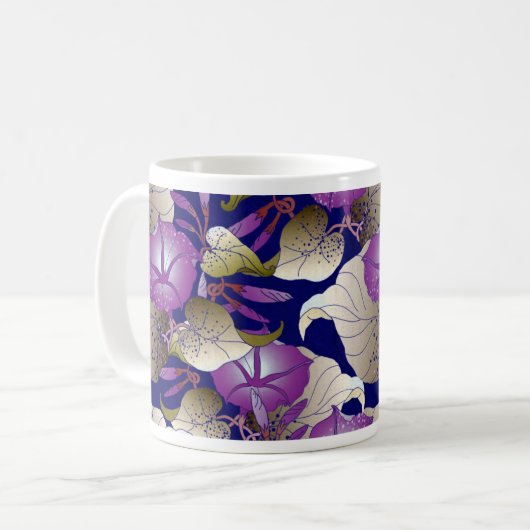 Lebhafter und eleganter floraler Muster - Hintergr Kaffeetasse (Vorderseite Links)