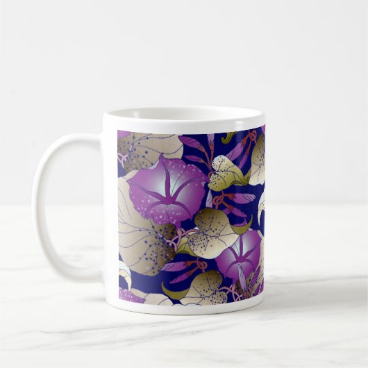 Lebhafter und eleganter floraler Muster - Hintergr Kaffeetasse (Links)