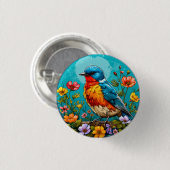 Lebhafter und farbenfroher Vogel Button (Vorne & Hinten)