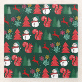 Lebhafter und fröhlicher Weihnachts-Untersetzer Glasuntersetzer (Vorderseite)