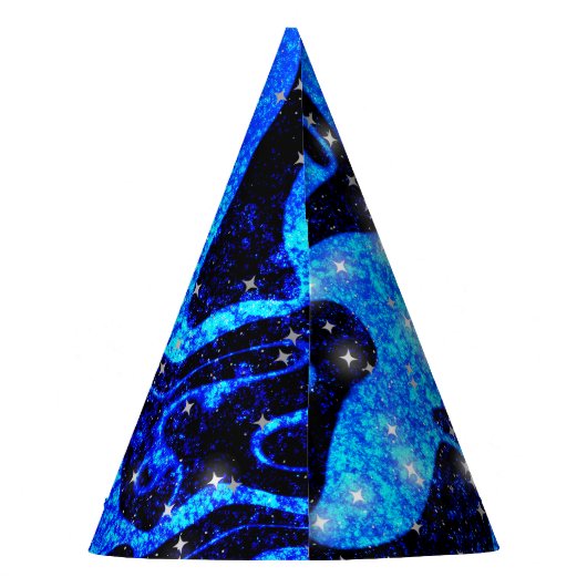 Lebhafter und kosmisch blauer funkelnder Glitzer Partyhütchen (Rückseite)