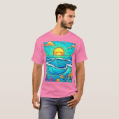 Lebhafter Unterwasser-Sonnenuntergang T-Shirt (Vorne ganz)