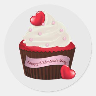 Lebhafter Valentinstag-kleiner Kuchen Runder Aufkleber