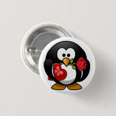 Lebhafter Valentinstag-Pinguin Button (Vorne & Hinten)