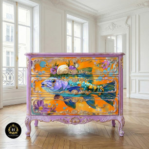 Lebhafter Vintager Blumenfisch Seidenpapier