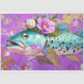 Lebhafter Vintager Blumenfisch Seidenpapier (Vorderseite)