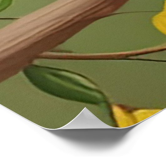 Lebhafter Vogel am Zweig Poster (Ecke)