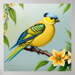Lebhafter Vogel am Zweig Poster