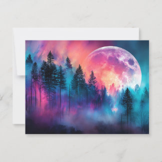 Lebhafter Vollmond, der über einen traumhaften Wal Postkarte