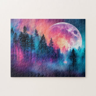 Lebhafter Vollmond, der über einen traumhaften Wal Puzzle