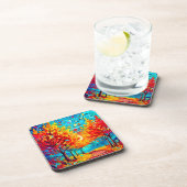 Lebhafter Waldweg zum Mond Getränkeuntersetzer (Rechte Seite)