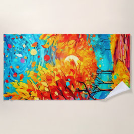 Lebhafter Waldweg zum Mond Strandtuch