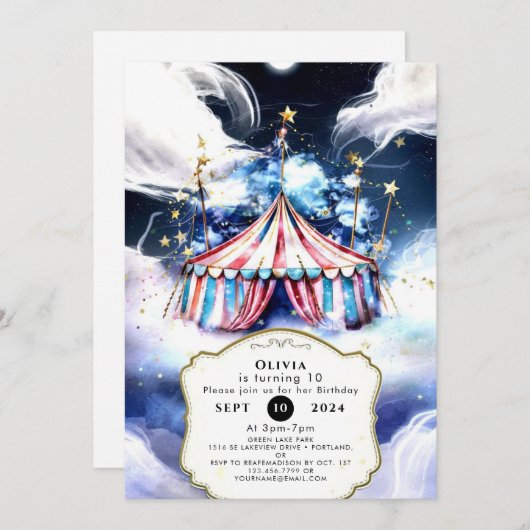 Lebhafter Wasserfarbkreis Geburtstag Einladung (Vorne/Hinten)