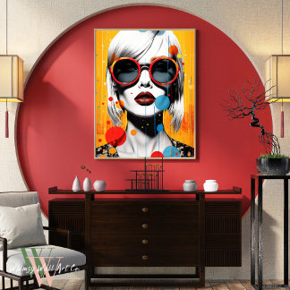 Lebhafter, weiblicher Pop Kunst Poster