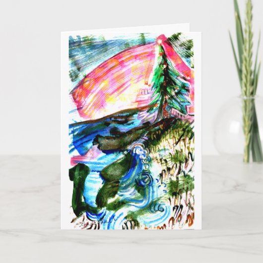 Lebhafter Weihnachtsbaum an der Küste Karte (Vorderseite)