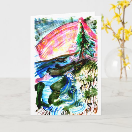 Lebhafter Weihnachtsbaum an der Küste Karte (Gelbe Blume)