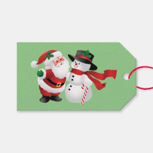 Lebhafter Weihnachtsmann und Schneemann Geschenkanhänger
