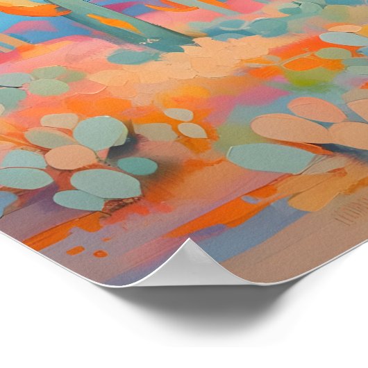 Lebhafter Western Malerei Cactus Desert Art Poster (Ecke)