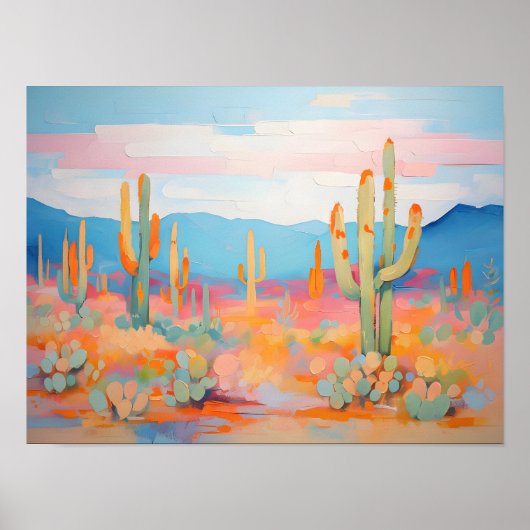 Lebhafter Western Malerei Cactus Desert Art Poster (Vorne)
