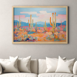 Lebhafter Western Malerei Cactus Desert Art Poster