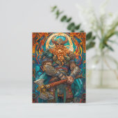 Lebhafter Wikinger mit Ax Norse Mythology Co Postkarte (Stehend Vorderseite)