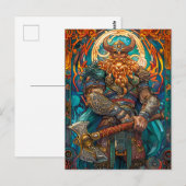 Lebhafter Wikinger mit Ax Norse Mythology Co Postkarte (Vorne/Hinten)