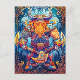 Lebhafter Wikinger mit Ax Norse Mythology Co Postkarte
