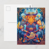 Lebhafter Wikinger mit Ax Norse Mythology Co Postkarte (Vorne/Hinten)