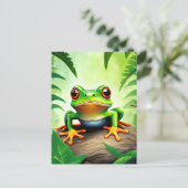 Lebhafter Wildlife Frog Postkarte (Stehend Vorderseite)