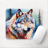 Lebhafter Wolf im Schnee Mousepad (Mit Mouse)