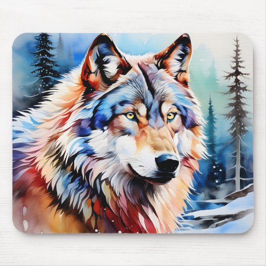 Lebhafter Wolf im Schnee Mousepad (Vorne)