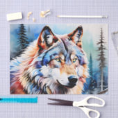 Lebhafter Wolf im Schnee Seidenpapier (Handwerk)