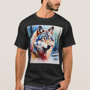 Lebhafter Wolf im Schnee T-Shirt