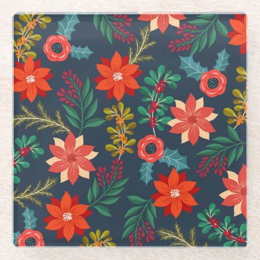 Lebhafter Xmas floraler Untersetzer (Vorderseite)