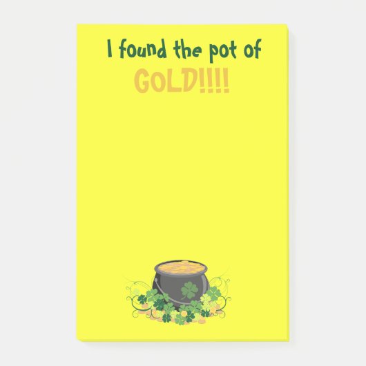 Lebhafter Yellow St. Patrick's Pot of Gold Post-it Klebezettel (Vorderseite)