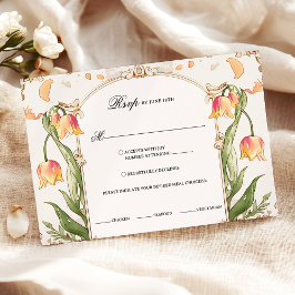 Lebhafter Yellow und Gold floral Art Nouveau RSVP Karte