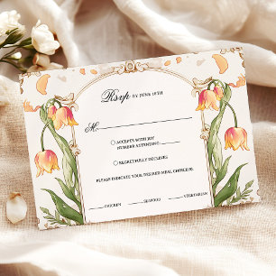 Lebhafter Yellow und Gold floral Art Nouveau RSVP Karte