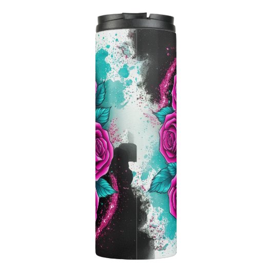 Lebhafter Zucker-Schädel Thermosbecher (Rückseite)