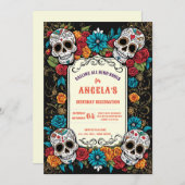 Lebhafter Zucker Skulls Día de Los Muertos Geburts Einladung (Vorne/Hinten)