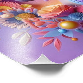 Lebhaftes 3D-Einhorn-Portrait mit floralen Akzente Fotodruck (Ecke)