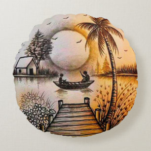 Lebhaftes 3D-farbiges Rundwurfkissen Rundes Kissen