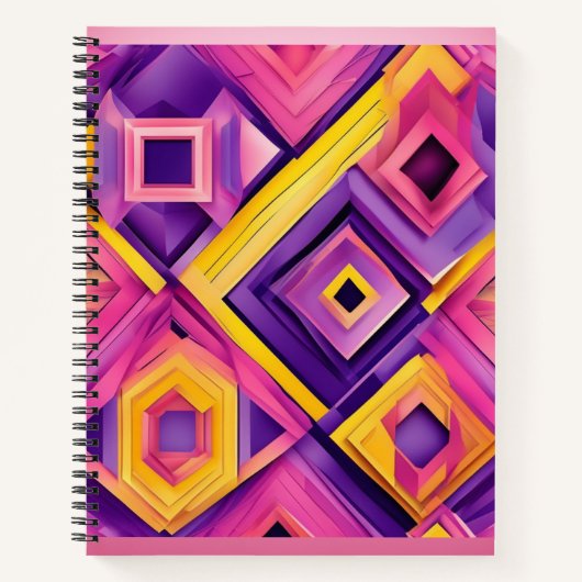 Lebhaftes 3D-geometrisches Notebook Notizblock (Vorderseite)