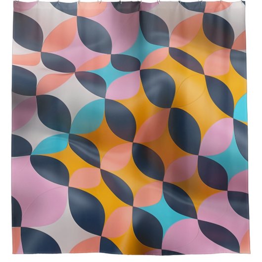 Lebhaftes 3D Petal Geometry Muster in fett Farben Duschvorhang (Vorderseite)