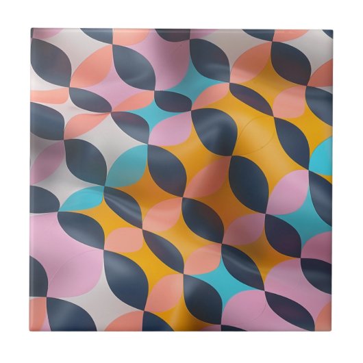Lebhaftes 3D Petal Geometry Muster in fett Farben Fliese (Vorderseite)
