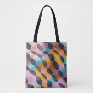 Lebhaftes 3D Petal Geometry Muster in fett Farben Tasche