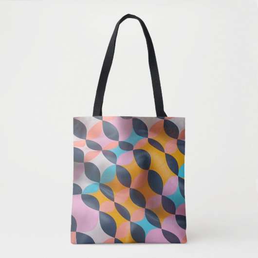 Lebhaftes 3D Petal Geometry Muster in fett Farben Tasche (Vorderseite)