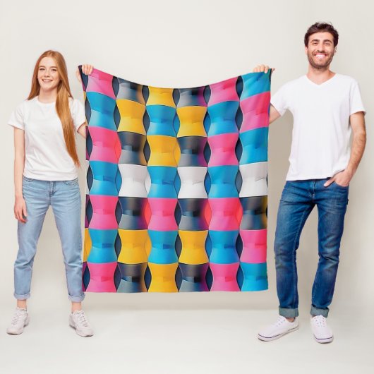 Lebhaftes 3D-Stundenglas Geometrisches Muster Fleecedecke (Beispiel)