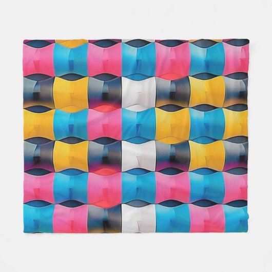 Lebhaftes 3D-Stundenglas Geometrisches Muster Fleecedecke (Vorderseite (Horizontal))