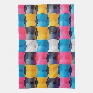 Lebhaftes 3D-Stundenglas Geometrisches Muster Geschirrtuch