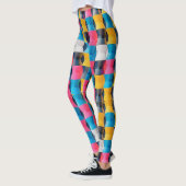 Lebhaftes 3D-Stundenglas Geometrisches Muster Leggings (Links)